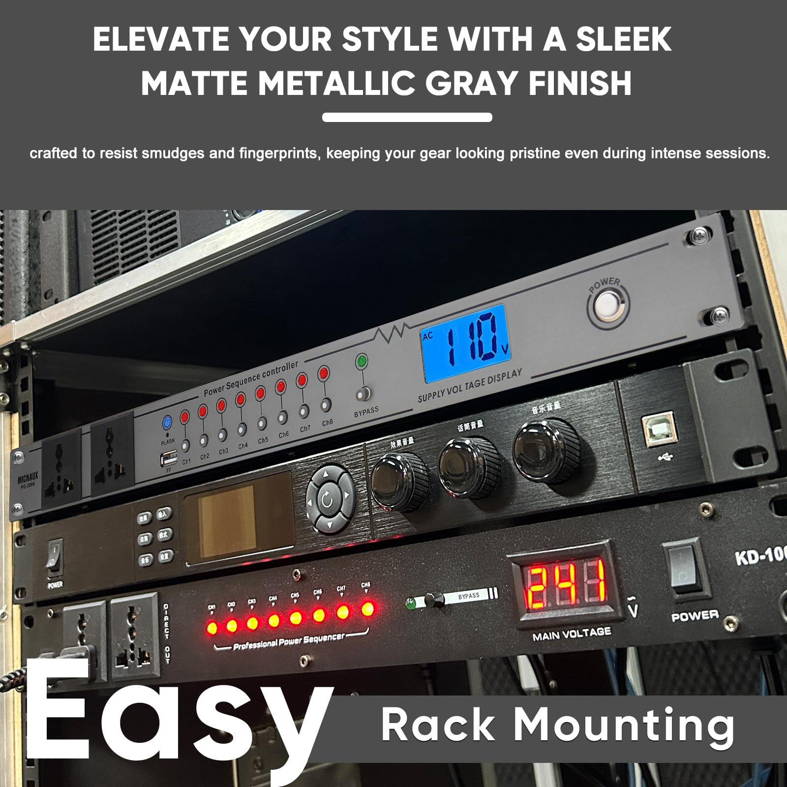 20A Rackmount Sequenzer Power Conditioner für Audiogeräte 10 2000W Netzstecker mit 8 unabhängigen Steuerungen, Überspannungsschutz