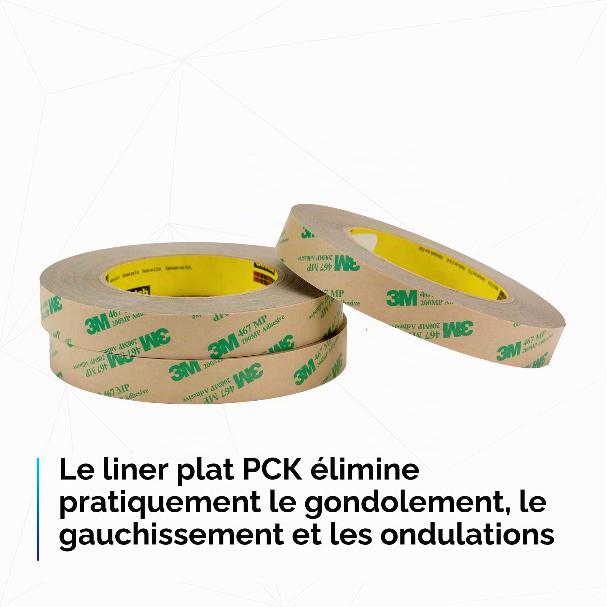 Tapecase 467 MP 25,4 cm X 54,9 m haute performance ruban adhésif transfert, Converti à partir de 3 m 467 MP, 25,4 cm X 54,9 m Rouleau