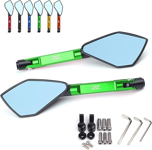 Miniatura 3 de Rearview Side Mirror For Kawasaki Z900 Z1000 Z800 Z750 Z650 Z300 Z250 Z125 Universal Motorcycle Mirror CNC Side Rearview Blue Anti-glare Mirror