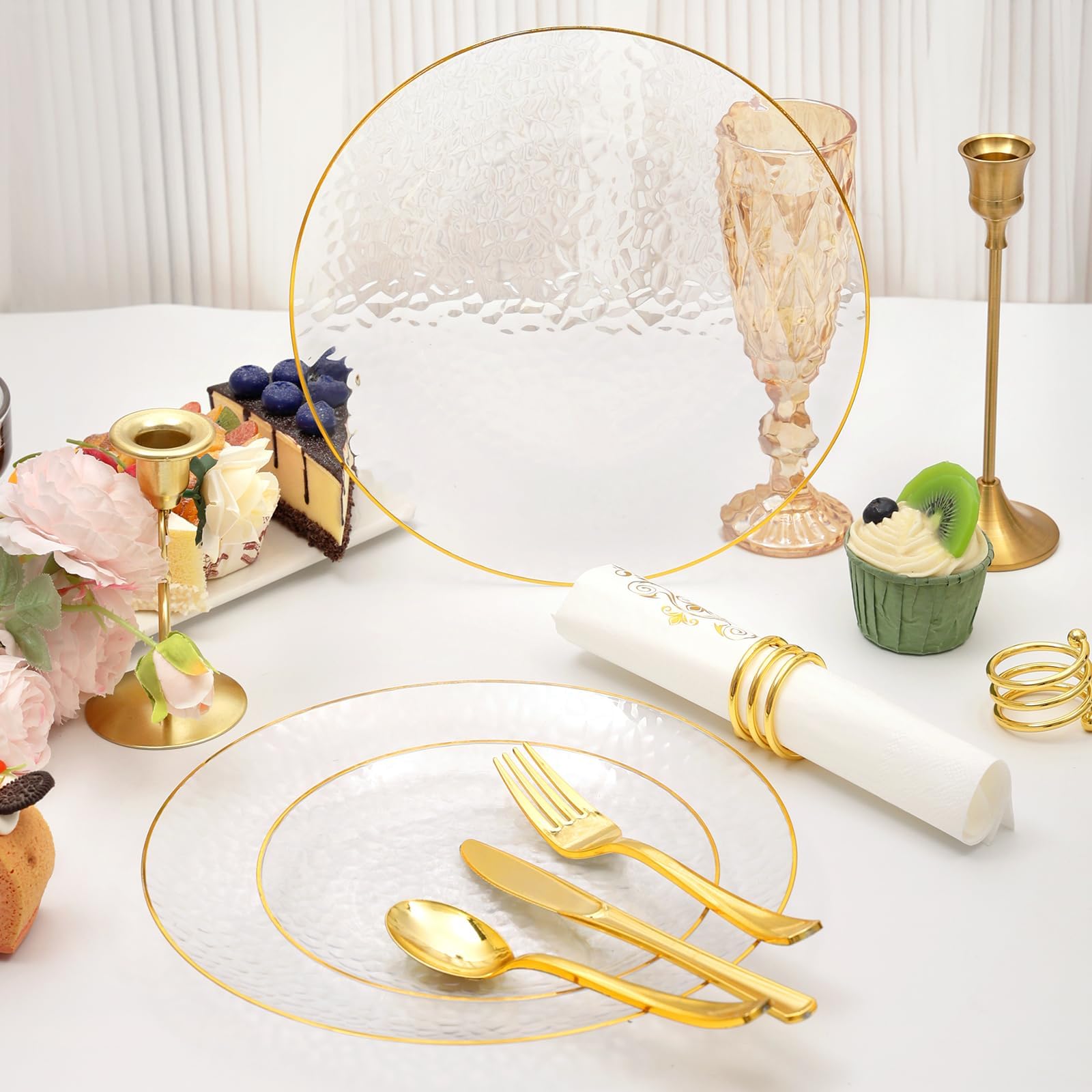 Luxury Disposable Plates - 25 Guest Dinnerware Set -6 Luxury Disposable Plates - 25 Guest Dinnerware Set -6