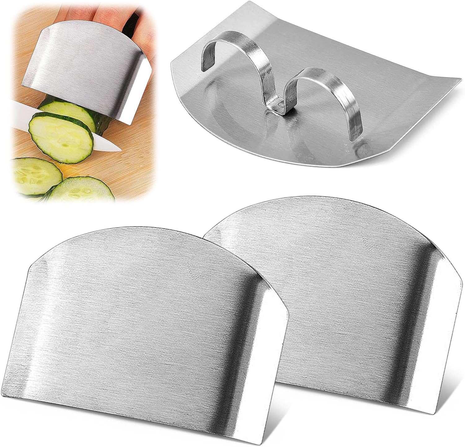 Finger Protector for Cutting Food，Stainless Steel Finger Hand Protector，Finger Protectors for Cutting (Color-Dual Finger)