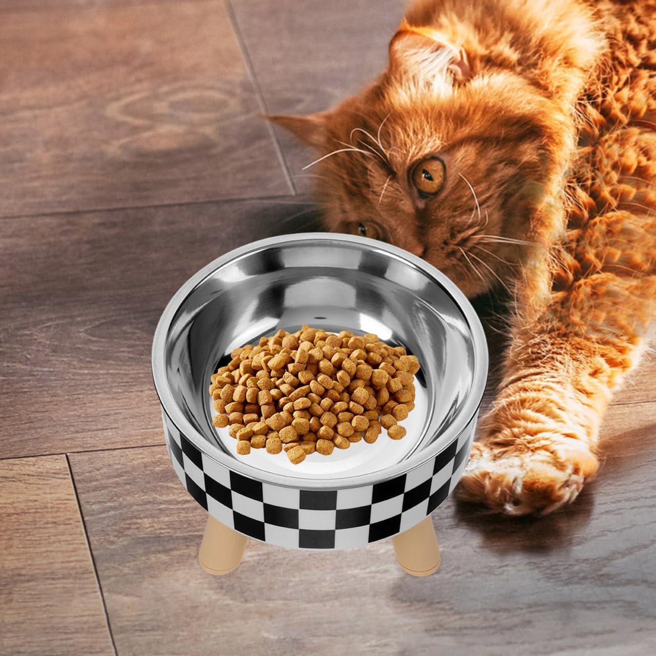 COLLBATH Elevated Cat Bowl Cat Food Bowl with Raised Feet Anti Vomit Feeding Dish for Neck Support Smooth Wide Mouth Microwave and Dishwasher Safe 5.31 X 5.31 X 1.96 in 1 Pack