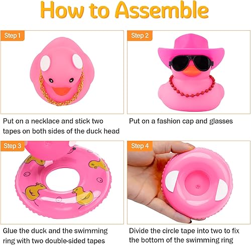 Miniatura 10 de wonuu Decoración de coche de pato de goma, accesorios para automóvil, adorno para tablero de instrumentos con sombrero de vaquero, anillo de