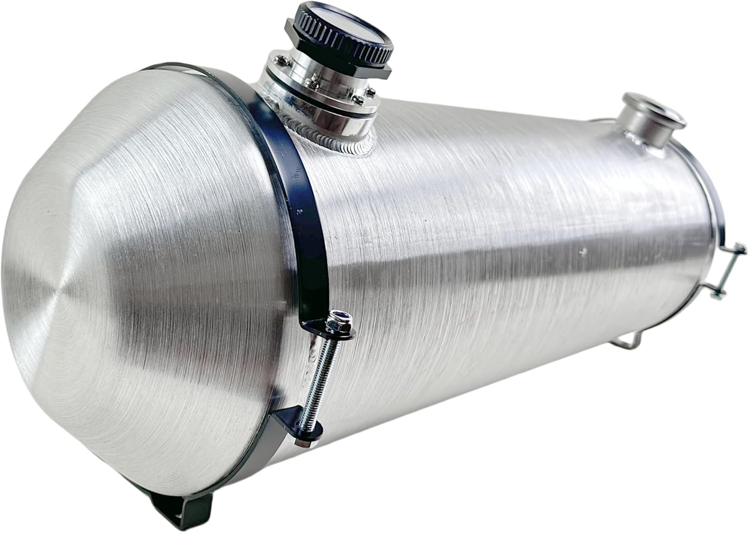 JSD 10 Gallons 10"x30" Aluminum Spun Round Fuel Tank Gas Tank With Level Gauge with Bracket End Fill 1/4" NPT Outlet