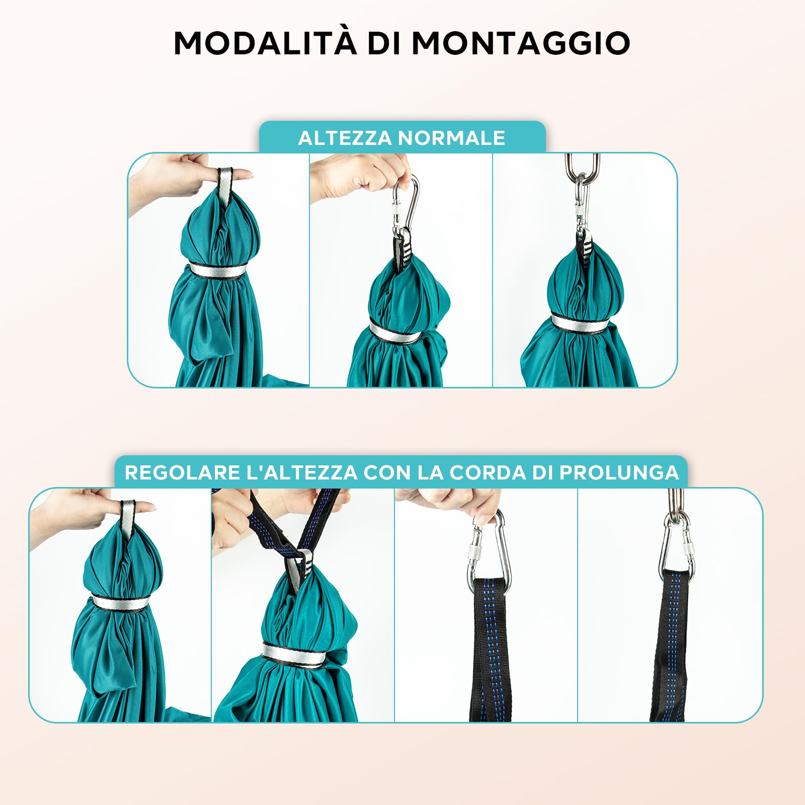 PTSUPLES Aerial Yoga Hängmatte Set Grün - 200kg Tragkraft Mit Karabiner & Zubehör