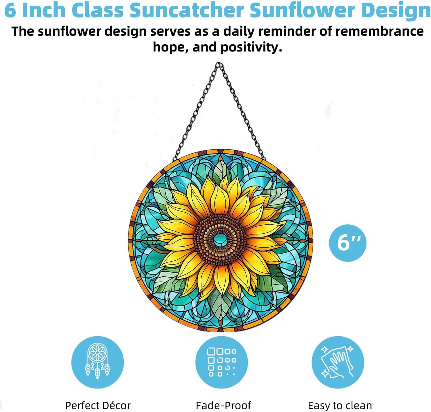 Sunflower Hanging Stained,Vibrant Sunflower Stained Suncatcher - Image 2