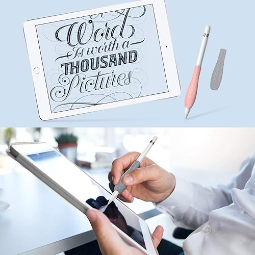 Miniatura 7 de MoKo Paquete de 2 fundas protectoras de silicona compatibles con Apple Pencil de 1 y 2 generación, color gris y rosa