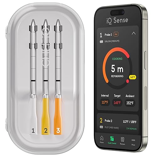 Miniatura 11 de CHEF iQ Sense Termómetro inalámbrico inteligente para carne Sonda ultrafina Rango ilimitado WiFi Seguro para calor de 1000 °F 5 sensores