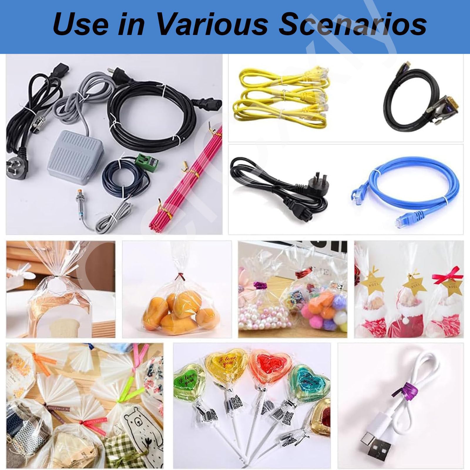 Sigillatrice semiautomatica per chiusura e impacchettamento di sacchetti, include fascette metalliche intrecciate, rilegatura a sensore per supermercati, diametro impacchettamento: 5-30 mm
