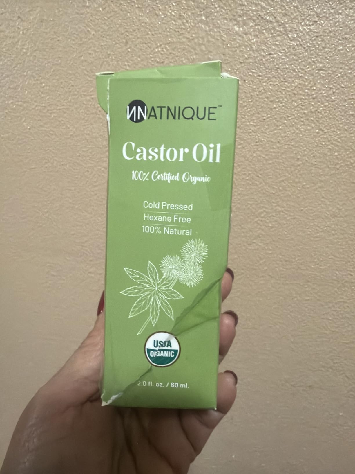 Natnique Castor Oil – USDA Certified Organic, 100% Pure Cold Pressed Unrefined Oil for Hair Growth, Eyelashes, Eyebrows & Scalp – Natural Skin Moisturizer, Lash Serum & Hair Treatment (2 Oz)