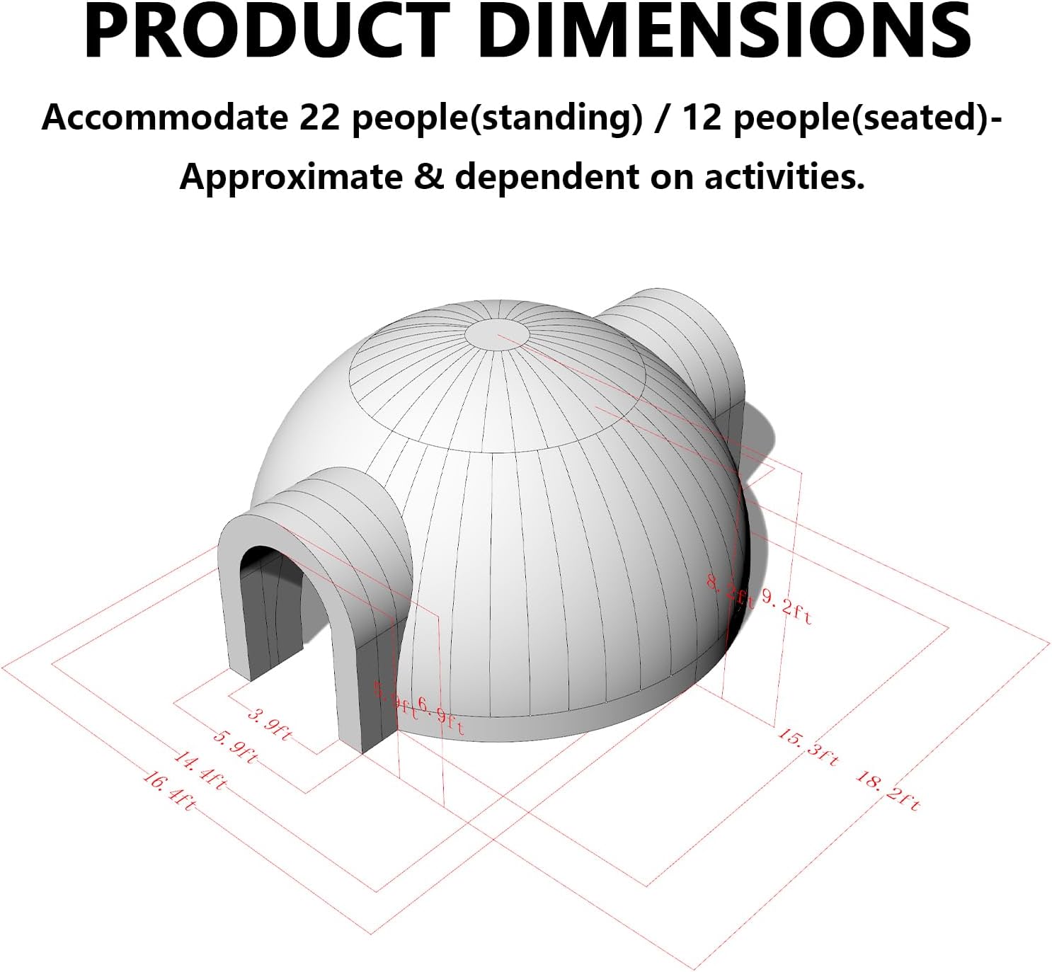 SAYOK Outdoor Portable Inflatable Igloo Dome Tent with Led Light for Party Wedding Event Camping