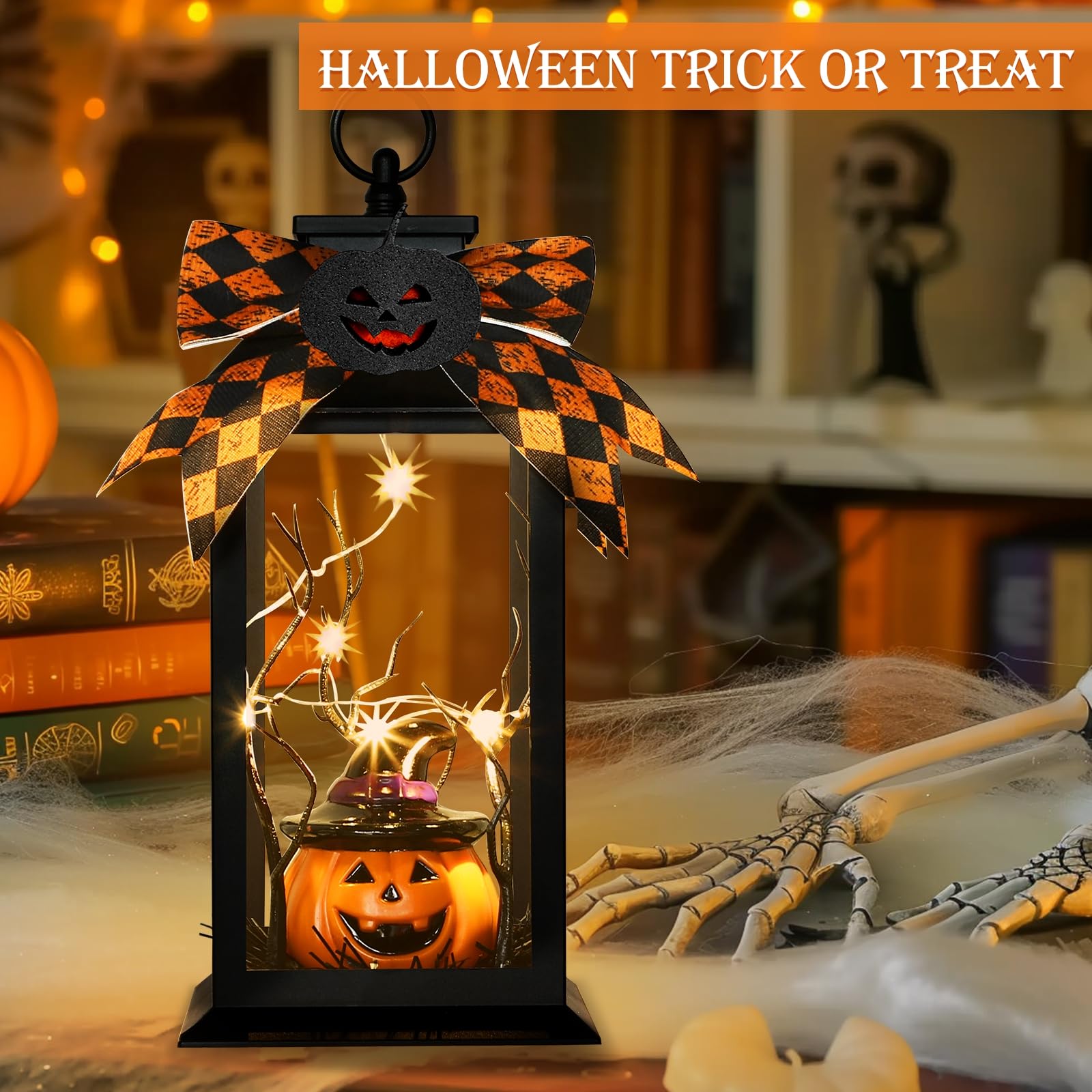 Light-Up Hanging Halloween Jack O' Lanterns with 3D Pumpkin and