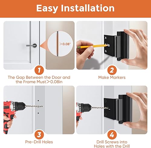 Miniatura 3 de Paquete de 2 cerraduras de puerta de seguridad para el hogar, cerradura de refuerzo de puerta a prueba de niños, construcción de aleación de