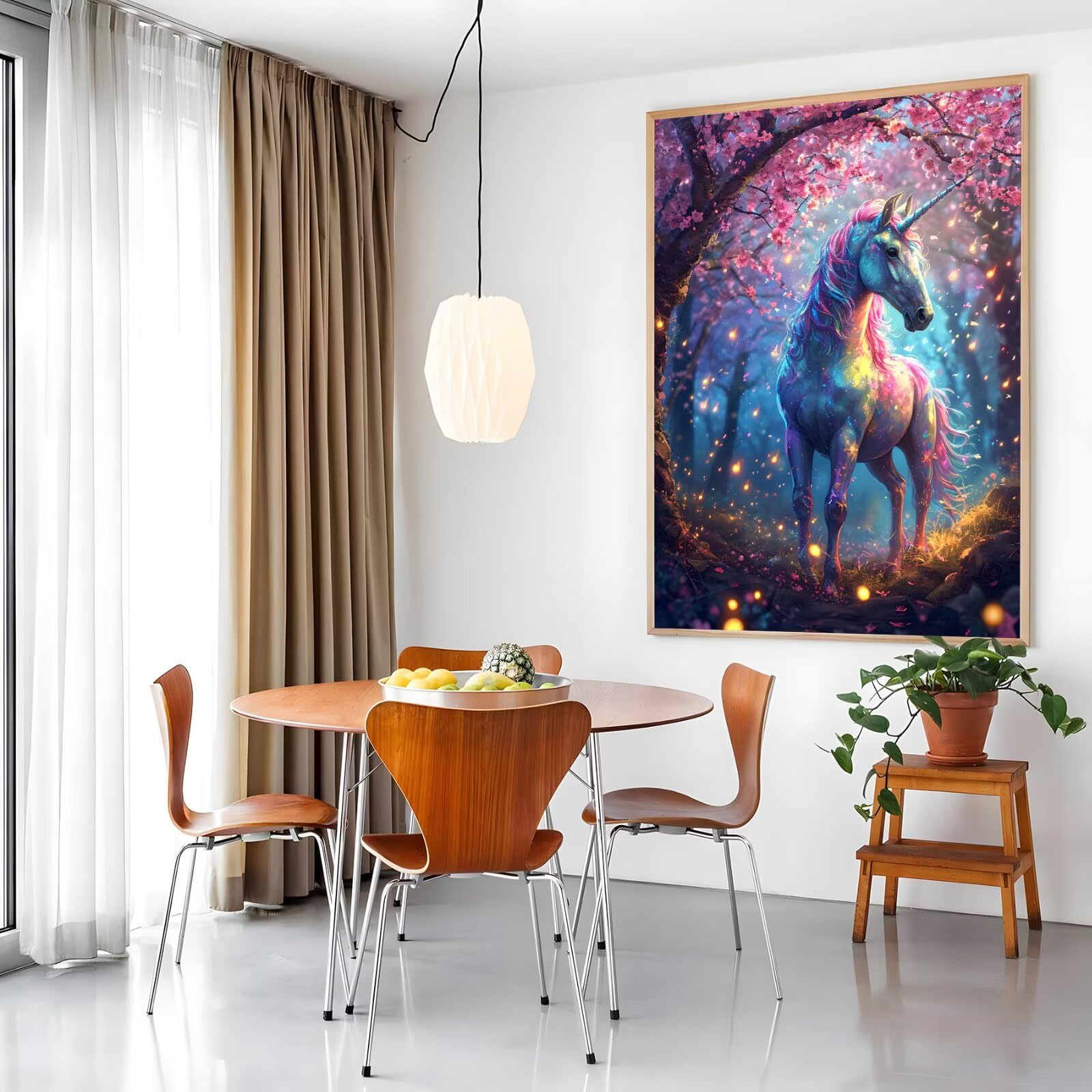 Diamond Painting Erwachsene, DIY Diamant Painting Bilder Einhorn, Vollbohrer Kirschblüten Diamant Malerei Malen Nach Zahlen Cross Stickerei Bastelset Erwachsene, für Wanddeko Wohnzimmer 60x80 cm D-2