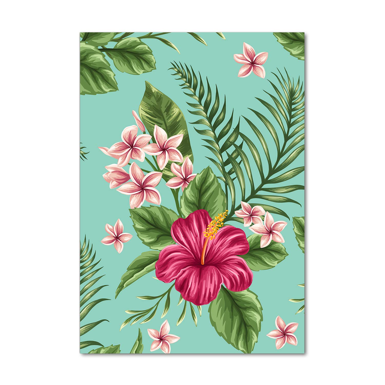 Impression sur verre 70x100 cm fleurs hawaïennes rose tableau panoramique pour decoration cuisine