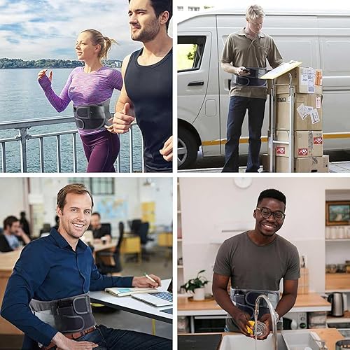 Miniatura 7 de HONGJING Soporte de espalda calentado para dolor de espalda baja, correa de espalda con calentador alimentado por batería, soporte lumbar para