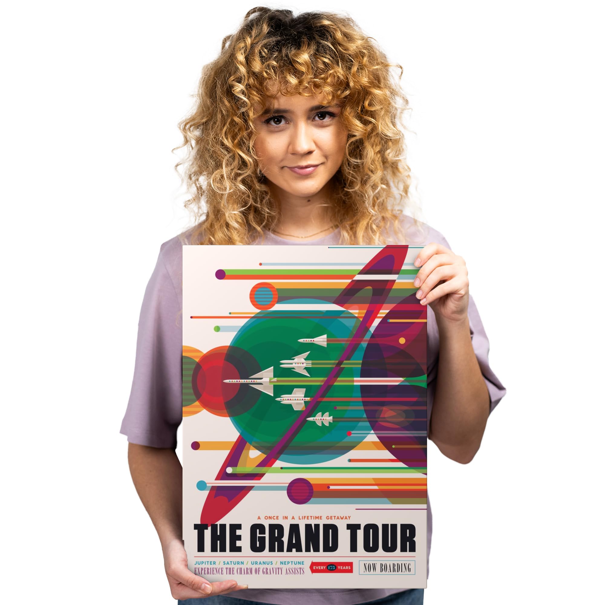 Displate Offiziell NASA MetallPoster Magnetische Befestigung Inklusive Lizenziert Bilder Hochwertiges Poster - Jpl Space Travel Posters - The Grand Tour Poster 45 cm x 32 cm