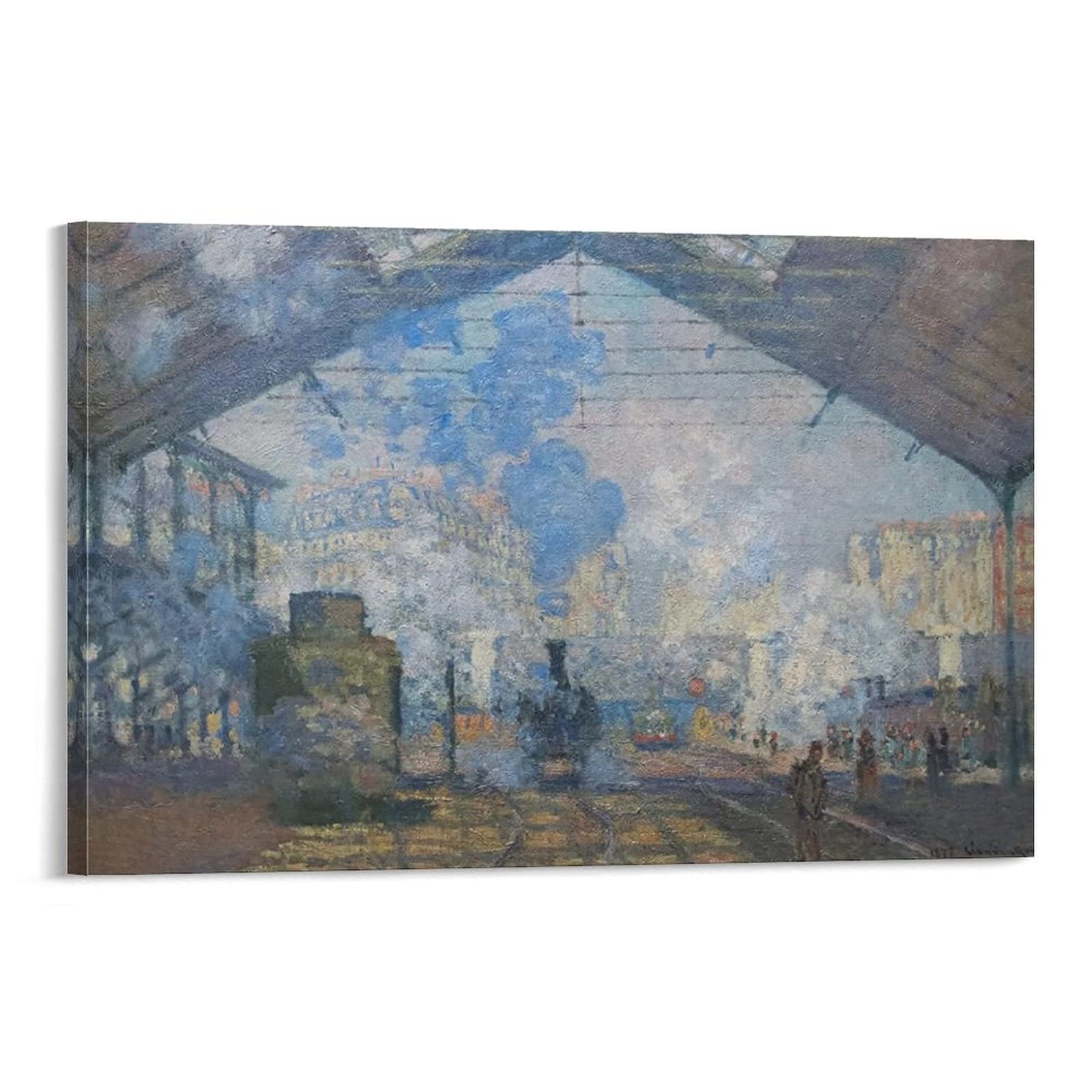 ポスター クロード モネ 絵画 『サン ラザール駅』 アートパネル キャンバス 壁アート モダン部屋飾り 版画 壁の絵 インテリア ホームアートワーク24x36inch(60x90cm)