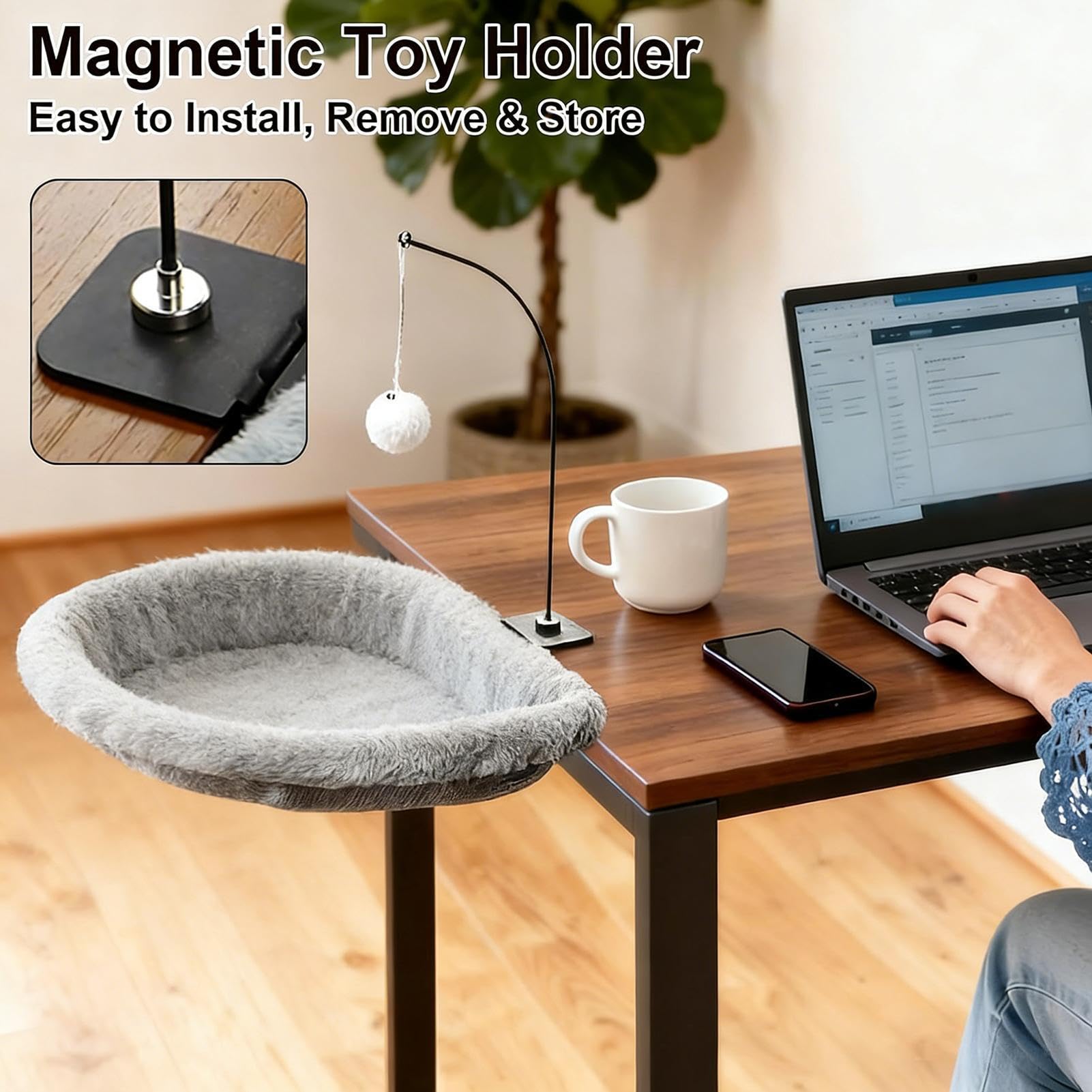 Cama para Gatos de Escritorio Hamaca antideslizante para gatitos que ahorra | Cama de Escritorio Montable para Salón Oficina Hogar Dormitorio Mesa Descanso Juego