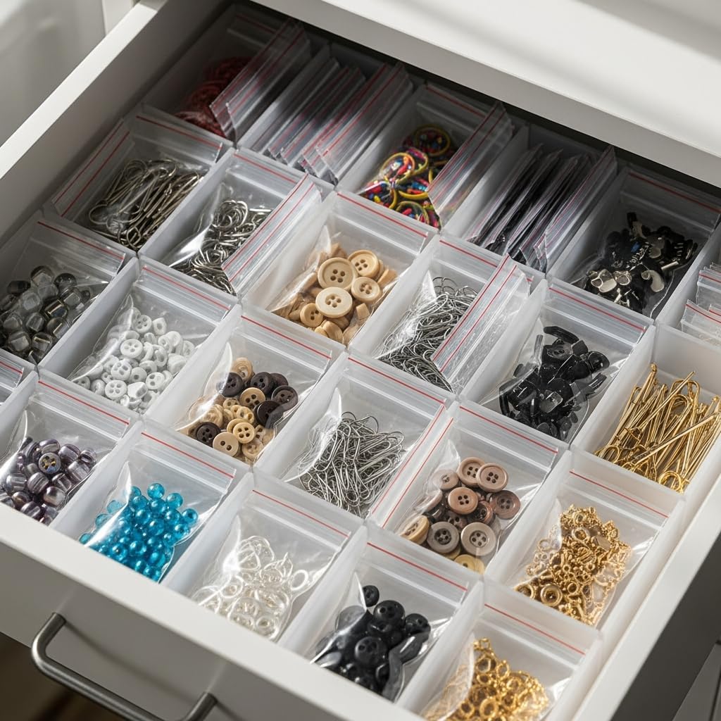 100 PCS Small Reusable Clear Poly Bags, 2" x 3" Resealable Zipper, Transparent, Rectangular, Food Grade Safe, Ideal for Jewelry, Screws, Storage image 5
