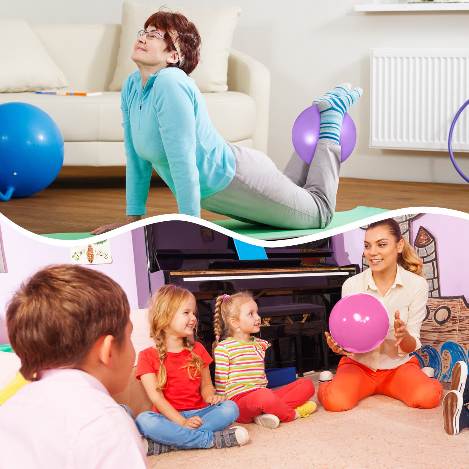 MOMPLUS Mini Pelotas De Yoga De 9 Pulgadas Para Ejercicios De Pilates Para Estabilidad En El Hogar Entrenamiento Esponjoso Terapia Fisica Mejora