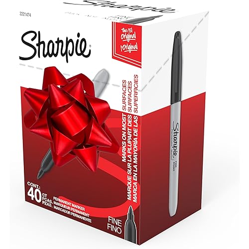 Sharpie Permanent Markers, Fine Point, Black, 40 Count - Quick Drying, Bulk Set for Classroom, Poster Boards, Office, Home, Teacher Supplies
