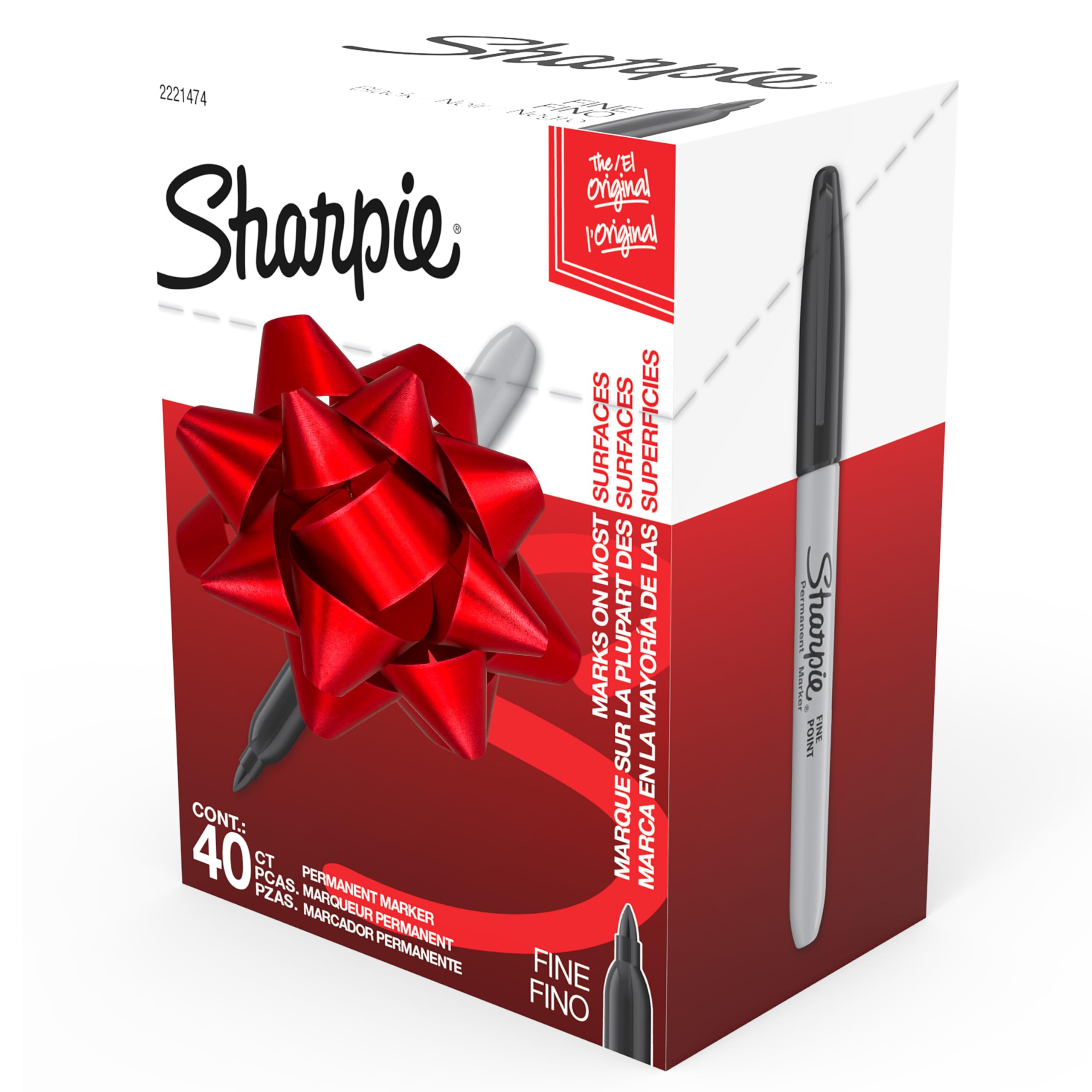SHARPIE Permanent Markers, Fine Point, Black, 40 Count