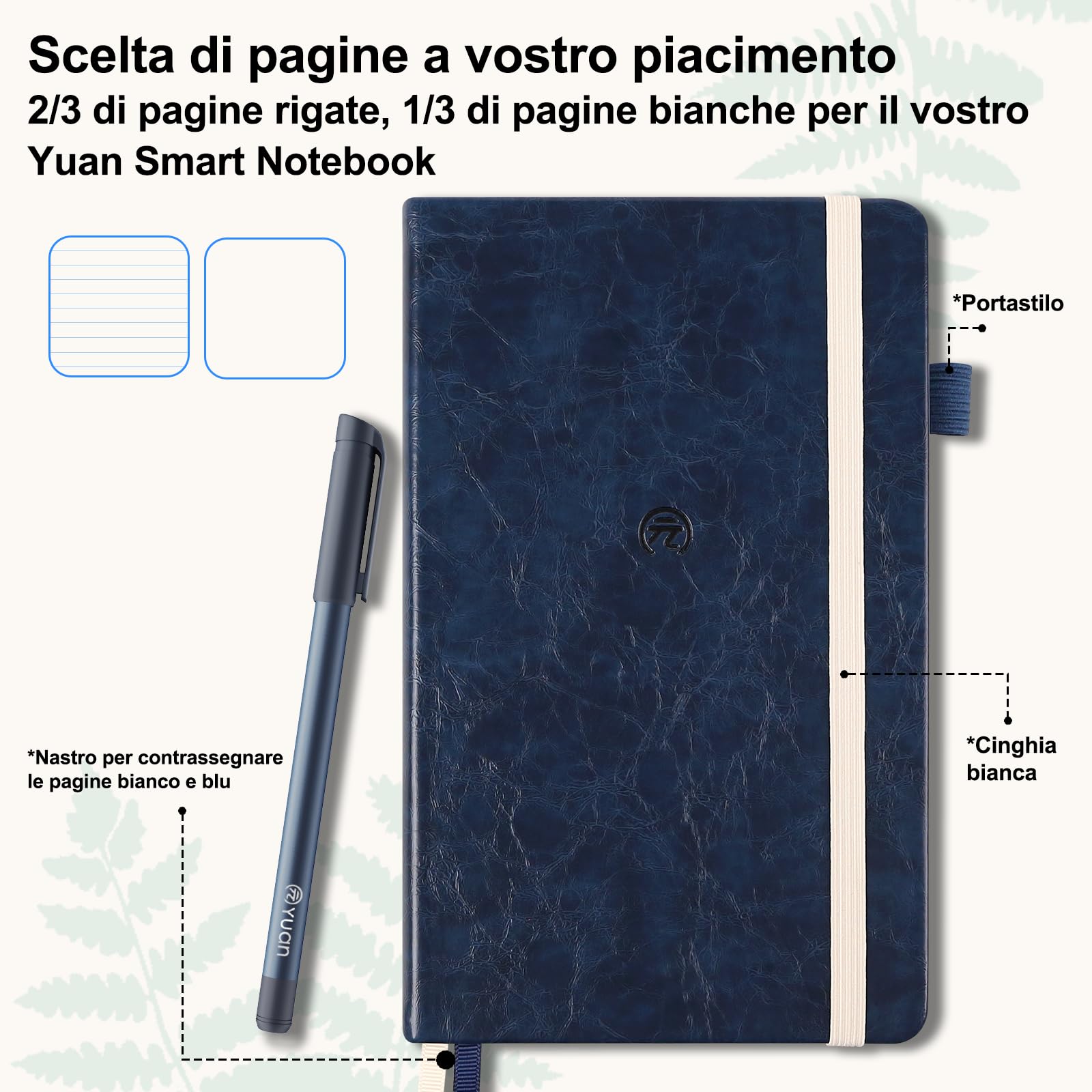 Yuan Smart Writing Set, Smart Notebook con Smart Pen, Taccuino Smart, blu marino, Taccuino Digitale Intelligente da 187 pagine - scrittura su carta reale con elaborazione digitale