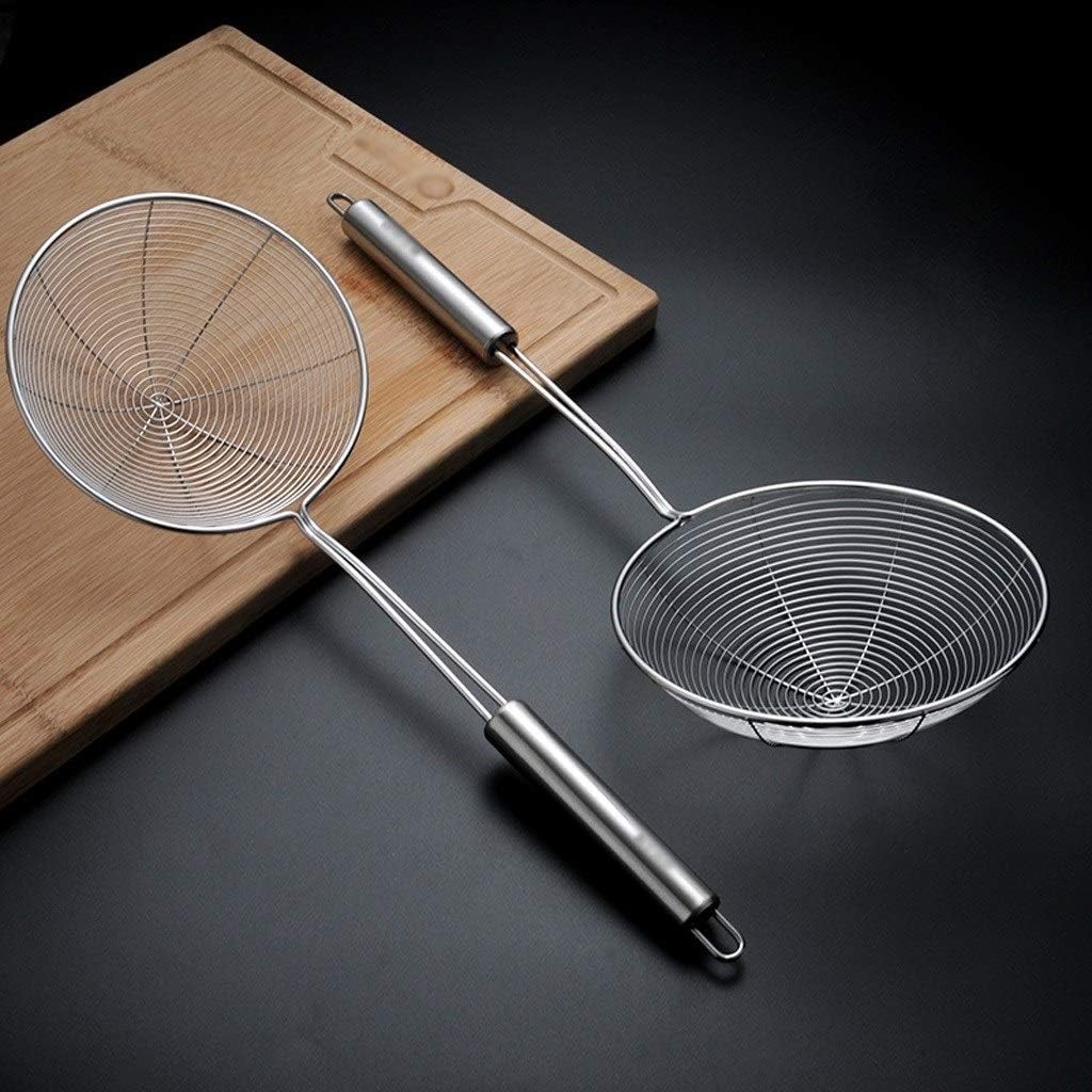 Kitchen Food Strainers Sifters Skimmer Stainless Steel Spider Strainer Ladle with Comfortable Handle for Spaghetti Noodles and Frying in Kitchen （silver） cookingFilter pot (18cm)