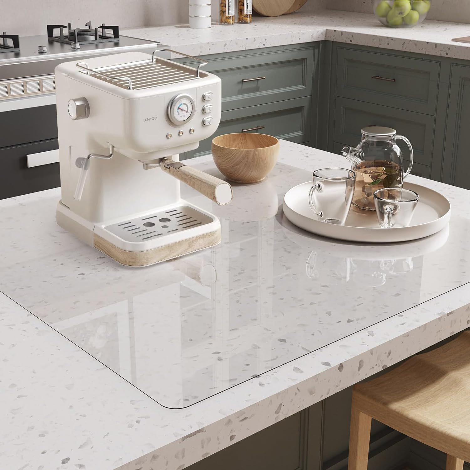 Clear PVC Mat 3x3ft, 2mm Thick Soft Vinyl Mat for Countertop, Table or Hard Floor, Scratch-Resistant, Waterproof, Easy to Clean, High-Resilience?36x36 inch Transparent (Upgraded ) 3'×3'?36x36 inch)