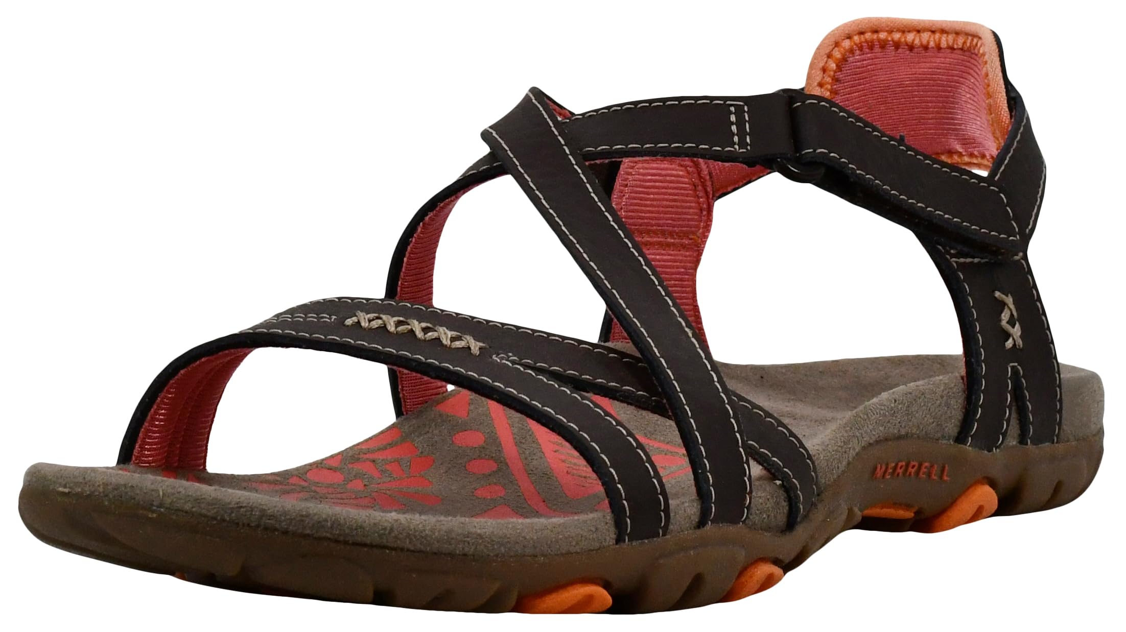 Merrell Women's Sandspur Rose Leather Sandal, Cocoa/Coral, 9