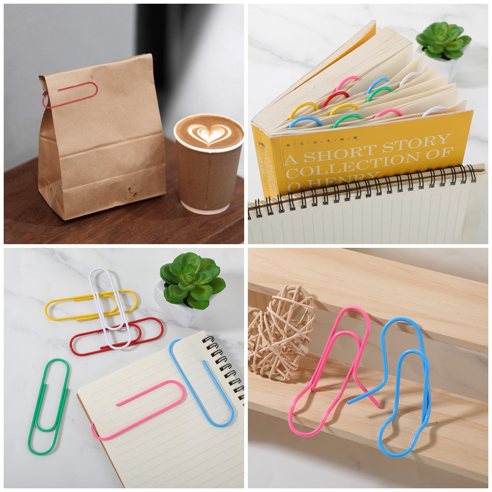 Lot de 200 trombones Jumbo avec revêtement en vinyle de 10,2 cm pour organiser des documents de bureau, 6 couleurs