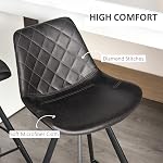HOMCOM Bar Height Bar Stools Set of 2, Microfiber Cloth Bar Chairs with Metal Leg, Padded Seat, Kitchen Stools for Kitchen Island, Black