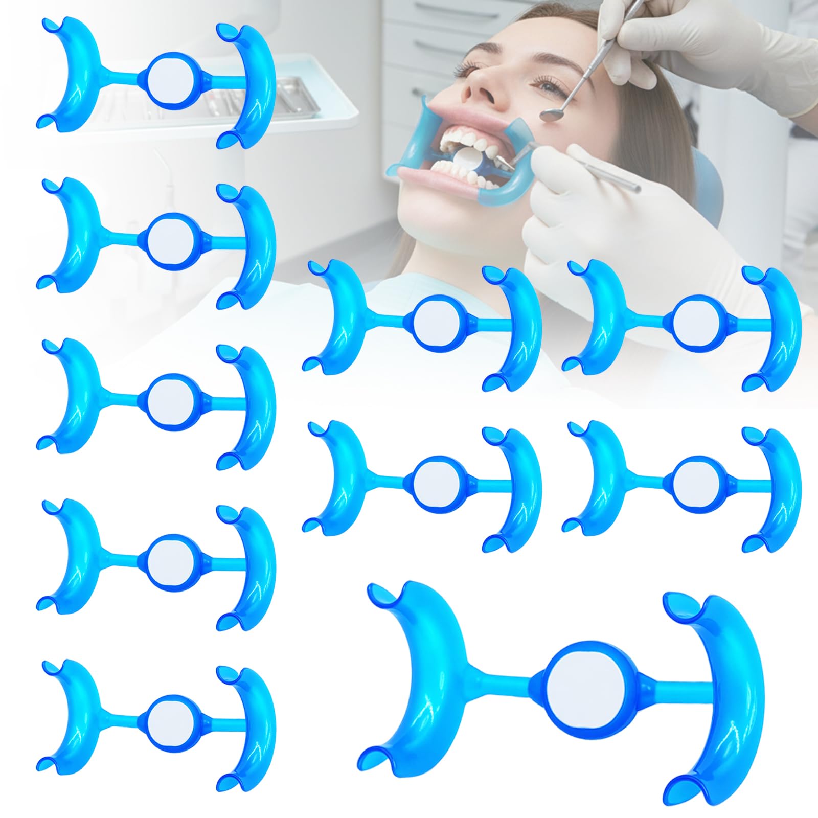 Dental Cheek Retractor with Mirror, M Shape Mouth Opener for Teeth
