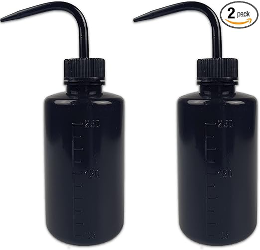 2Pcs 250ml 8.5oz Plastic Safety Wash Bottle,Narrow Mouth Squeeze Bottles for Tattoo Wash,Chemistry, Industry, Lab & Gardening-Black