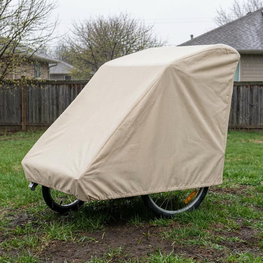 Waterproof Bicycle Trailer Cover for Kids & Pets - All-Season Rain & UV Sun Protector, Heavy Duty 420D Oxford Fabric, Universal Fit for Child Cargo Trailers, Outdoor & Garage Storage