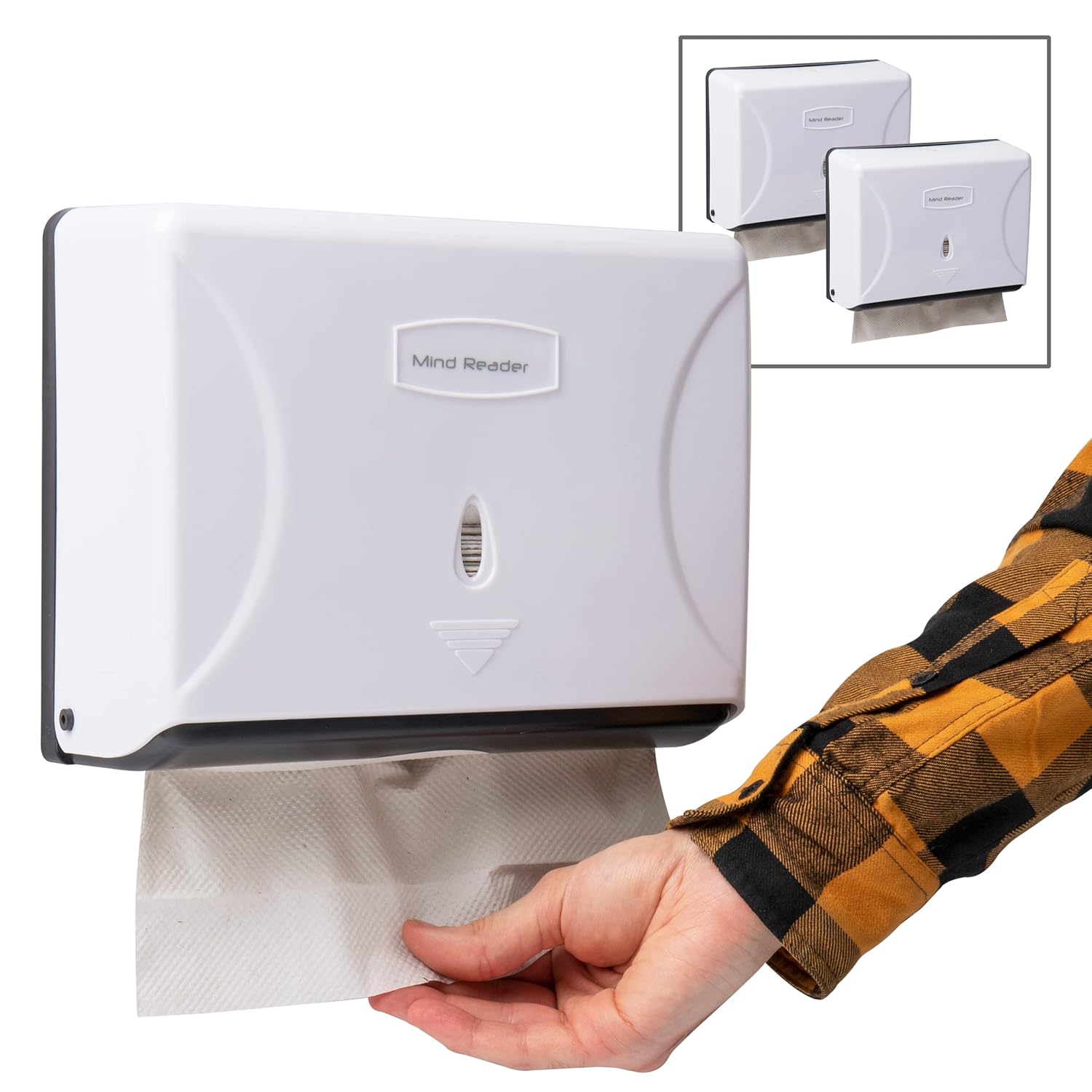 Mind Reader Multifold Paper Towel Dispenser, Paper Towel Holder, Restroom, Wall Mount, Set of 3, White
