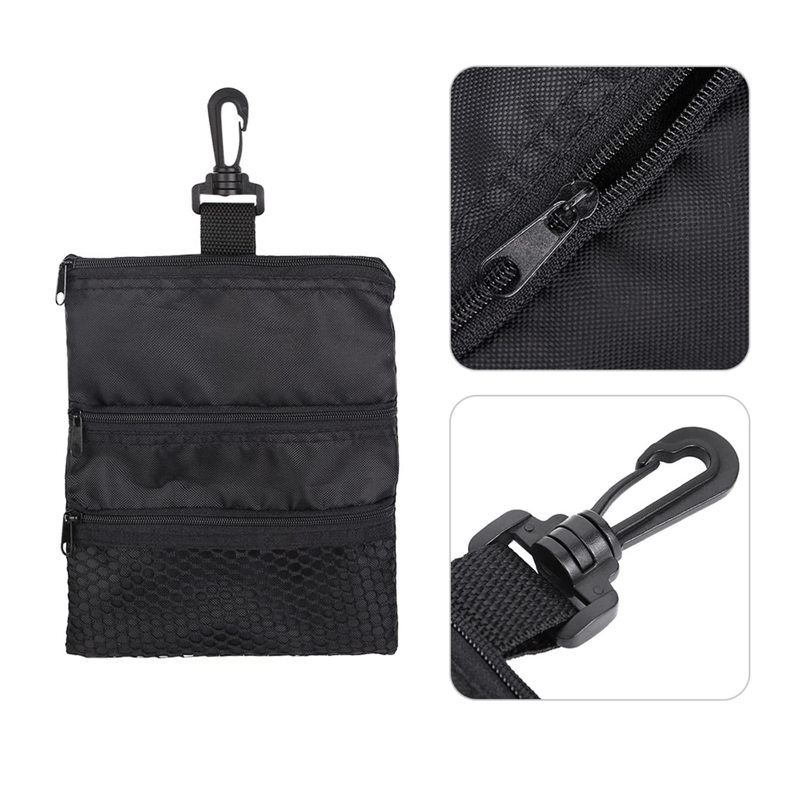 Borsa per Palline da Golf, Sacca da Multitasca Portatile Oxford Solida, Elegante Borsa Portaoggetti per Accessori da con Cerniera Nera con Design a Gancio Piccolo, per Sport