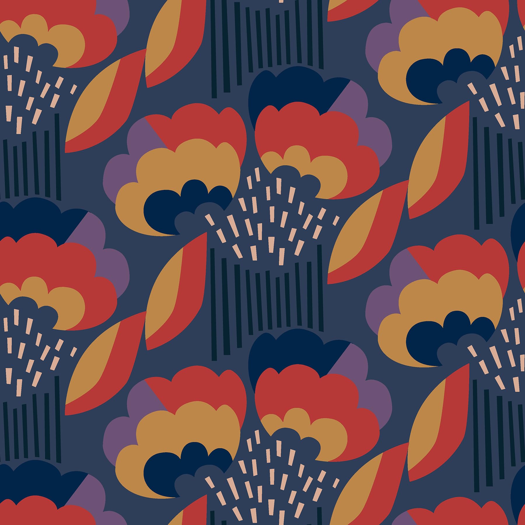 Papier peint vintage bleu marine Megan Carter MCS6400 déco murale