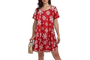 Womens Snowman Dress for Women Casual T Shirt Dresses Short Sleeve Swing Tunic Dress