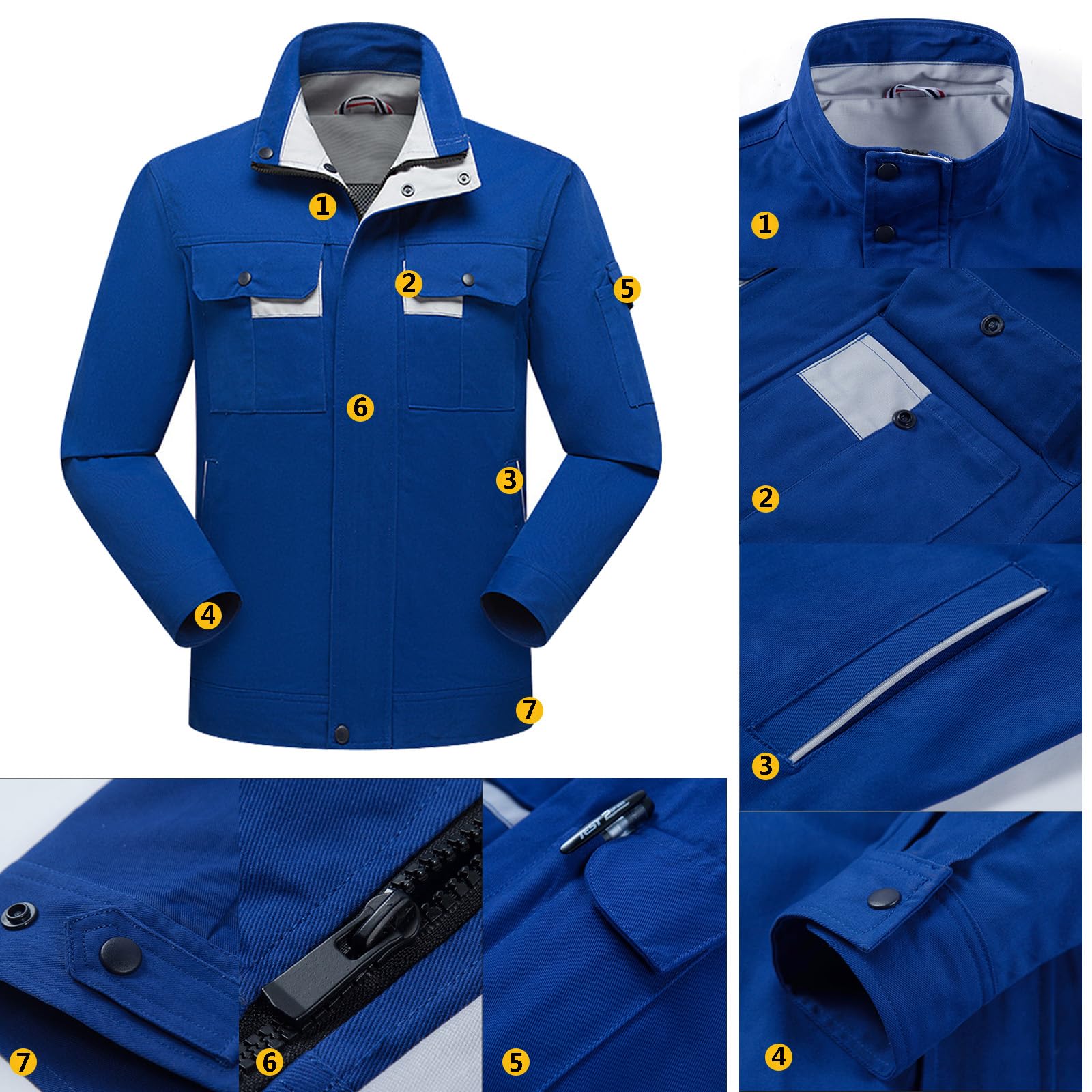 Monos Unisex Monos De Algodón Chaqueta De Trabajo De Manga Larga Y Pantalones Traje Ropa De Trabajo Uniformes De Taller
