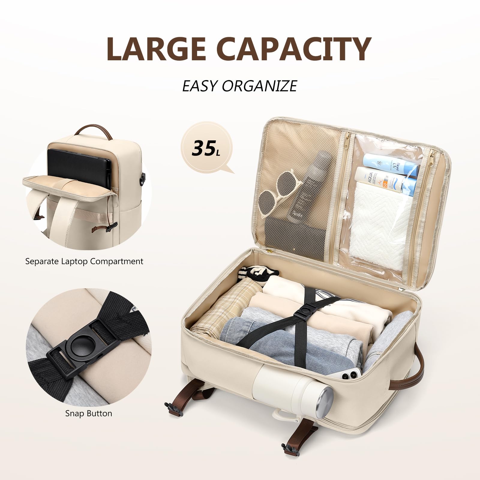 GOLF SUPAGS Zaino Ryanair Zaino da Viaggio Aereo Bagaglio a Mano Borse per Laptop da 17.3 Pollici Donna Uomo Casual Daypack per il Viaggio Lavoro Scuola