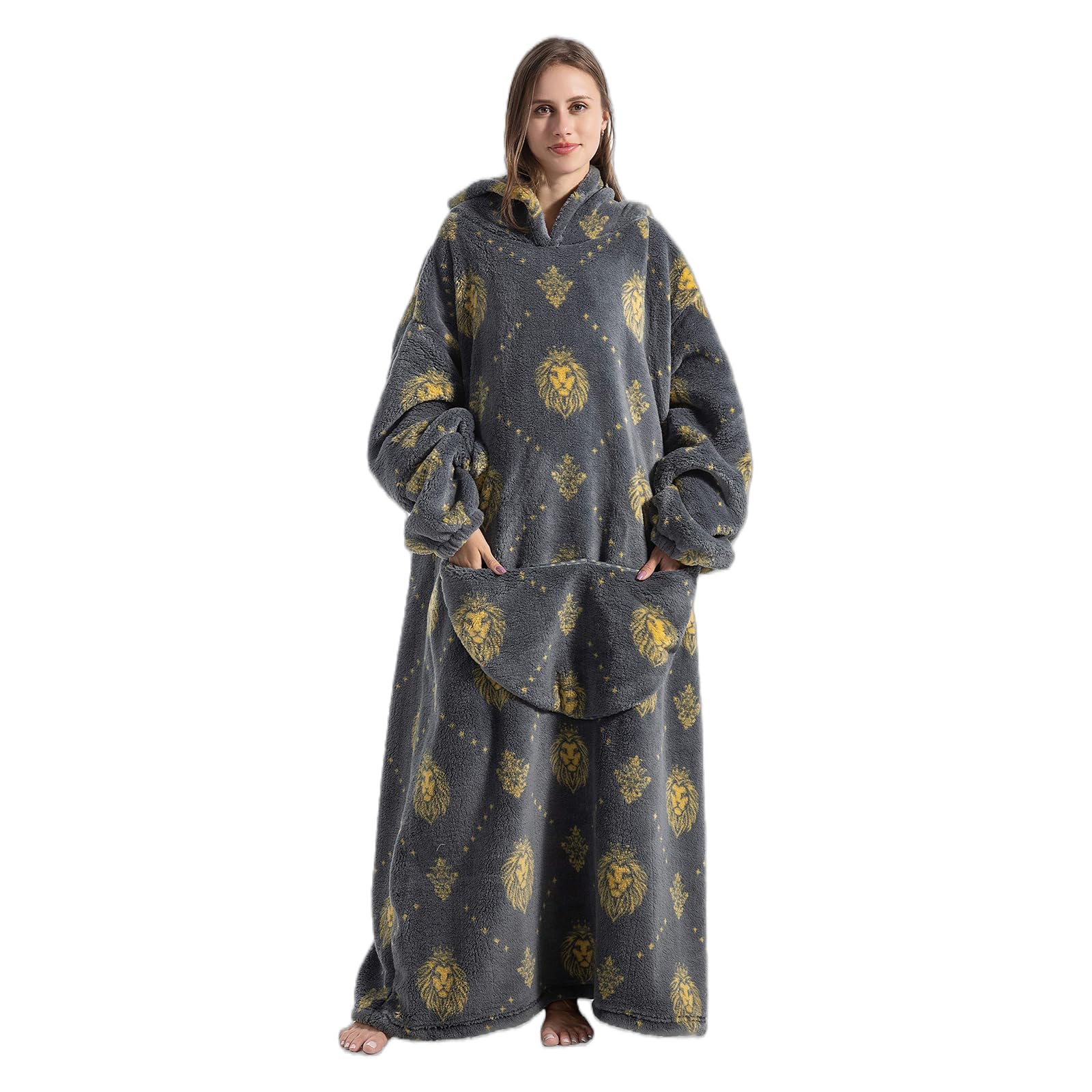 Manta con Capucha y Mangas Polar Unisex 140cm | Franela suave, bolsillo canguro, lavable sin encoger, unisex 140cm, ideal sofá invierno regalo multicolor