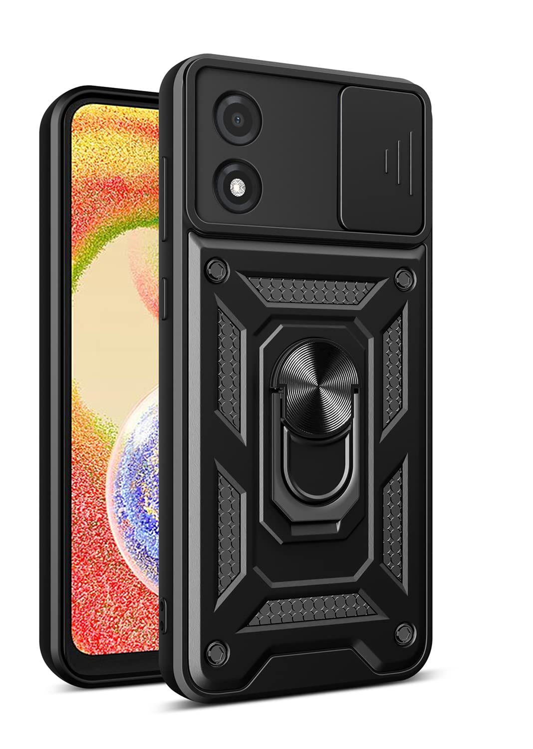 Schutzhülle Für Motorola Moto E13 Mit 3 Panzerfolien – 360° Ringständer, Kameraschieber, Stoßfest