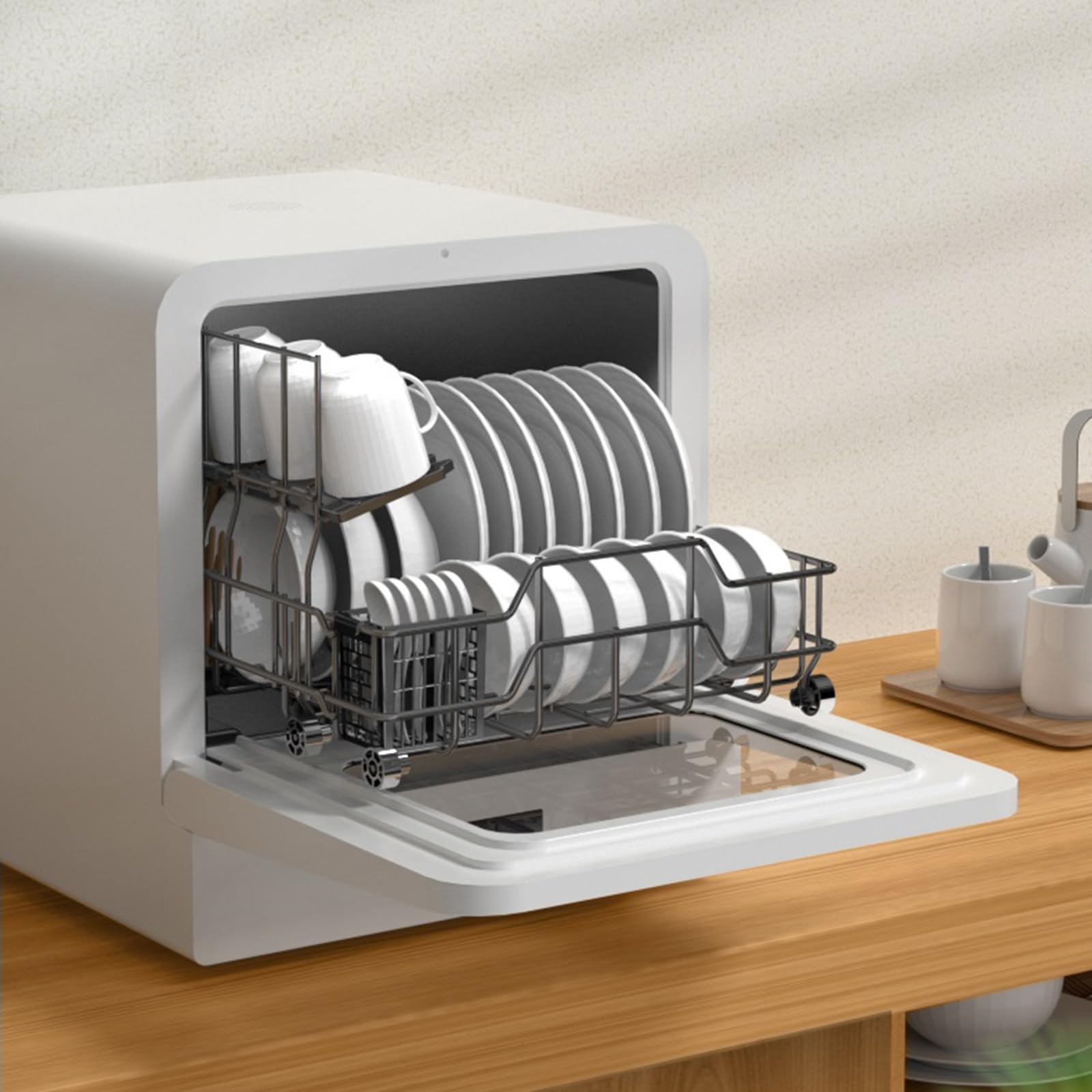 Lavavajillas- Lavavajillas de encimera Completamente automático, lavavajillas Inteligente On-Stop sin instalación de Escritorio pequeño for el hogar hogar, Apartamentos y vehículos re