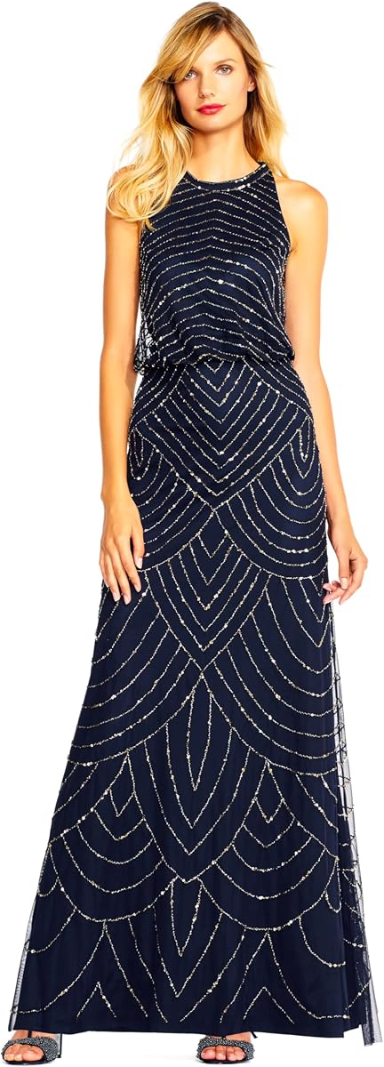 Adrianna Papell Vestido Halter con Cuentas para Mujer