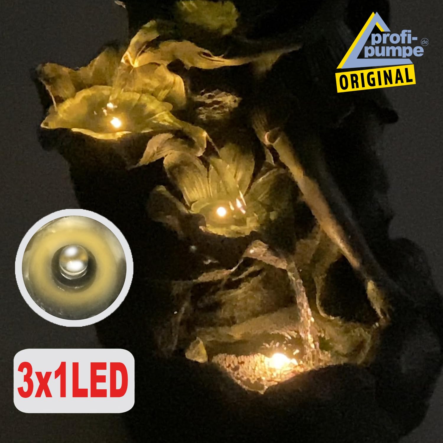 AMUR Fontaine de Jardin Décorative Fée des Fleurs Fontaine d'Intérieur avec Lumière LED 230 V pour Jardin, Terrasse, Balcon