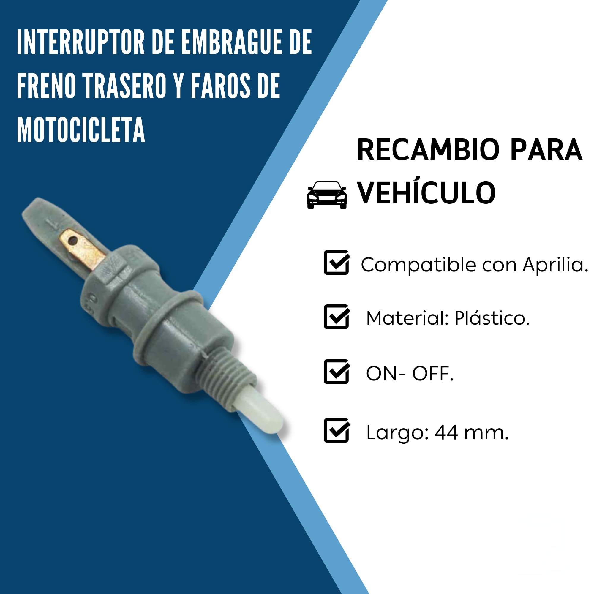 AUTOZOCO Interruttore della frizione del freno posteriore e dei fari del motociclo, interruttore del faro del motociclo, parte della frizione del freno posteriore, compatibile con Aprilia, PVC, grigio