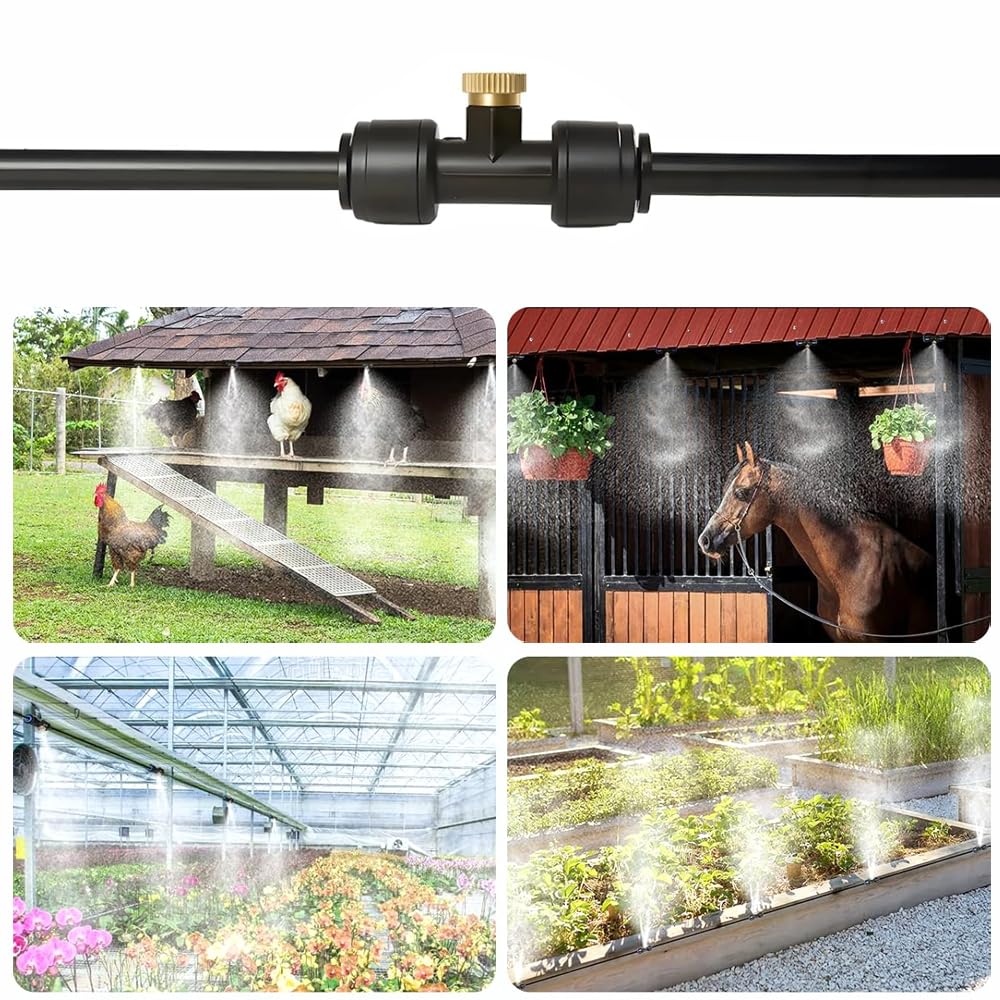 Sprühnebel Kühlung Set, Terrasse Garten Nebelsystem, EU-Standard 25M | Outdoor einsatz, feiner wassernebel, hitzereduzierung, pavillon, gewächshaus, sonnenschirm, einfache montage