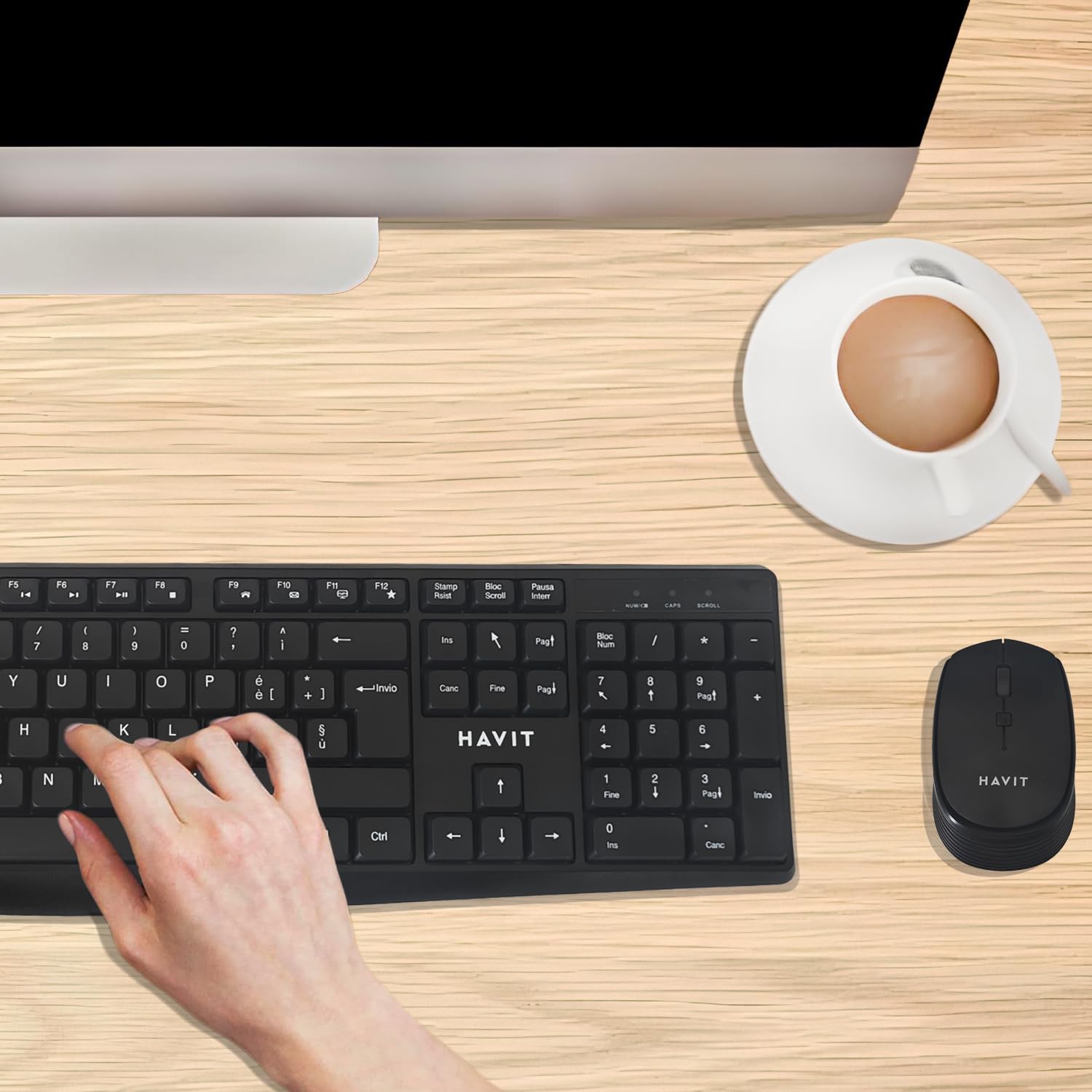 LeadsaiL Tastiera e Mouse Wireless, Kit Mouse e Tastiera Senza Fili per Computer